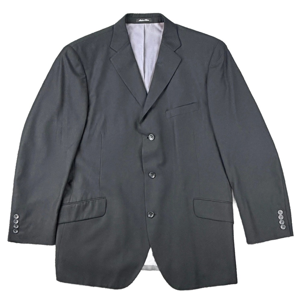 Billy London Men's 46R Black Polyester Suit Jacket Blazer 3 Button Sport Coat